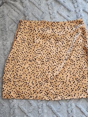 Brave Soul Tan Mini Skirt with Black Spot Print